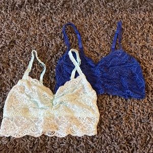 Two Lace Bando's dark blue and light teal